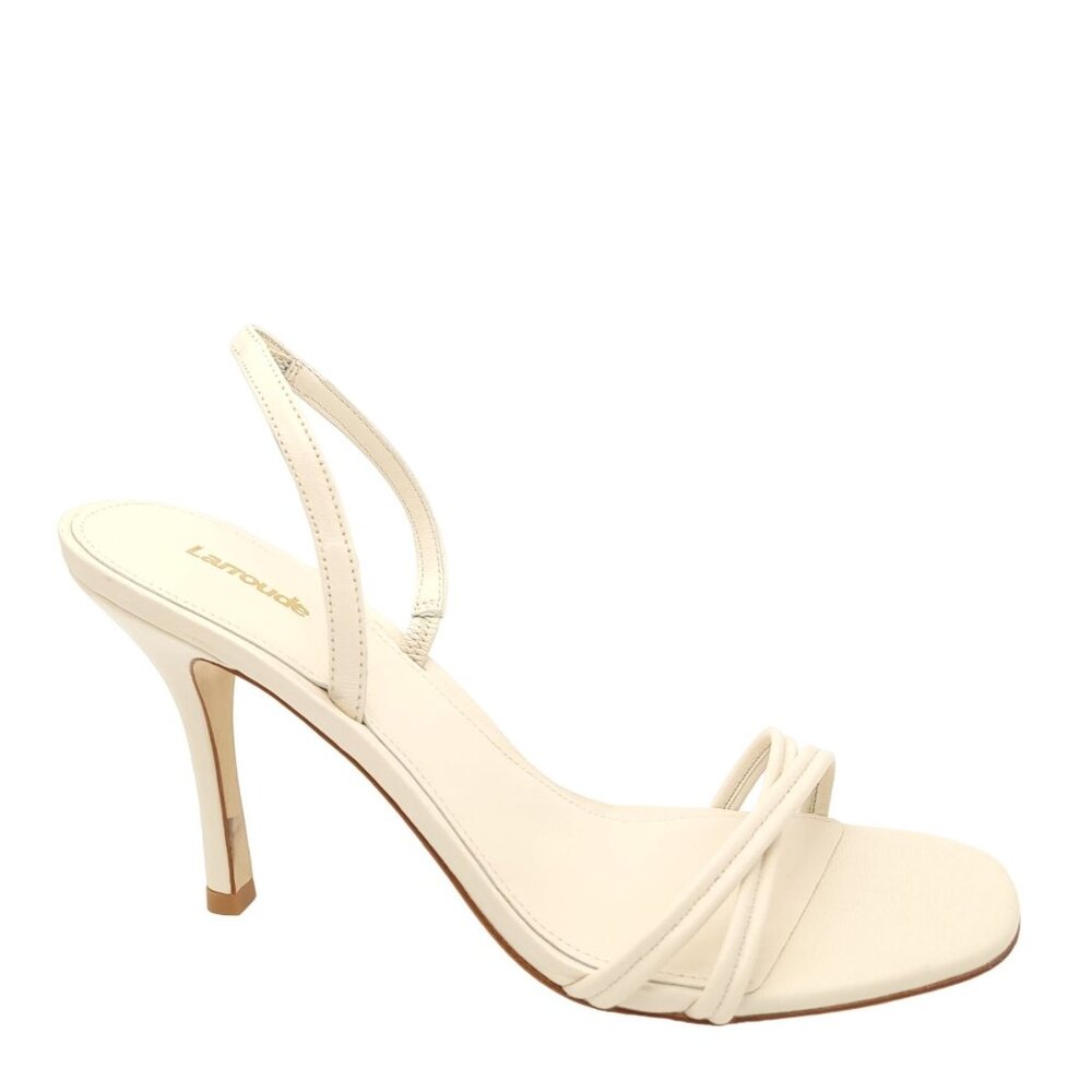 NEW Larroude Annie Stiletto Sandals Womens 11 Strappy Ivory Minimalist Designer